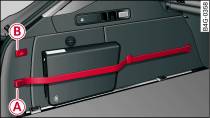 Luggage compartment, left side: Retaining strap